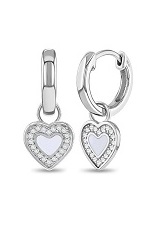 nice silver white enameled heart huggie hoop baby earrings 